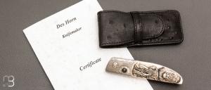  Couteau " Small Ball Release "  custom par Des Horn - Big Five scrimshaw by Nkosi Jubane