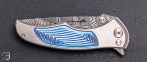   Couteau " Tighe Coon " button lock par Brian Tighe - Titane et lame en damasteel