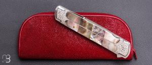    Couteau " Toni " liner-lock custom par Koji Hara - Nacre noire