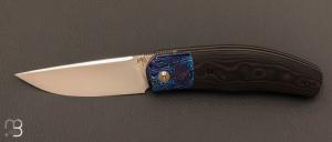 Couteau " Xou " custom par Maxime Belzunce - Fibre de carbone / Timascus / RWL-34