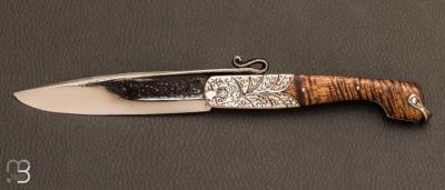 Couteau artisanal Alpin "Chassepot 1860" koa ondé de Guillaume Antoniucci