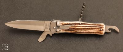 Couteau automatique MIKOV PREDATOR bois de cerf 241NP4. 4 outils