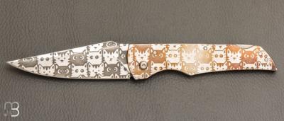   Couteau " chat lock-back " pliant par Willy Foulboeuf - La Forge du Monstre - Inox 