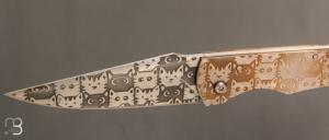   Couteau " chat lock-back " pliant par Willy Foulboeuf - La Forge du Monstre - Inox 