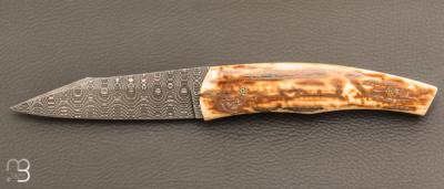   Couteau " custom " de Alain & Joris Chomilier - Ivoire de mammouth et damas "spirographe" de Vegas Forge