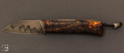 Couteau custom liner lock bois de carélie et Shirogami de Garaboux Jean Philippe-3/3