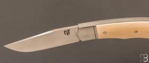  Couteau " Jack " pliant par Tanguy Coillot - Ivoire de mammouth et lame en RWL34
