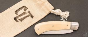  Couteau " Jack " pliant par Tanguy Coillot - Ivoire de mammouth et lame en RWL34