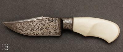 Couteau " Petit Hunter " par Adam DesRosiers - G10 et damas