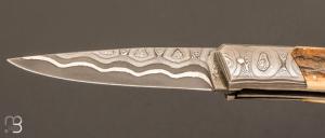 Couteau " custom " damas Styrefors et mammouth de Alain & Joris Chomilier