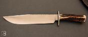 Couteau de chasse en bois de cerf et lame en 100C6 par Laurent Gaillard