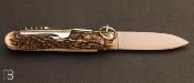 Couteau de poche Navette 13,5 cm Bois de cerf 3 pièces par J. Mongin
