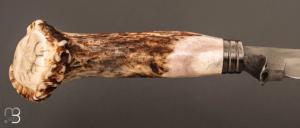 Couteau droit de Frédéric Maschio - Bois d'élan et lame en acier 80CrV2