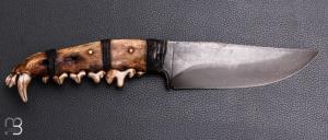  Couteau droit forgé par Pierre Henri Monnet - Mâchoire de coyote et 90McV8