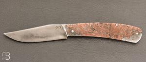   Couteau à cran forcé fer et cuivre par Mickaël Moing - Lame acier XC100