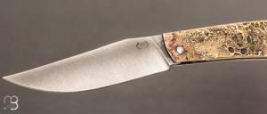   Couteau à cran forcé fer et laiton par Mickaël Moing - Lame acier XC100