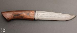    Couteau fixe par Jean Paul Sire - Bocotte et lame forgée acier damas multi barreaux