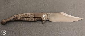    Couteau " Gitano Custom "pliant de Gudy van Poppel - Titane et Böhler N690