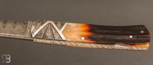   Couteau " Custom Lock Back " de Ken Steigerwalt - Damas et Amber stag 