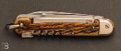 Couteau pliant Bargeon vintage 4 pièces à pompe arrière - 12,5 cm bois de cerf