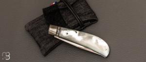 Couteau " slipjoint  " Nacre blanche et RWL34 par Honoré Vilain