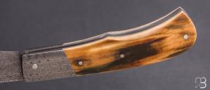  Couteau " trappeur " custom par Anthony Brochier - Mammouth et damas feuilleté