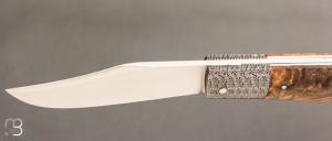    Couteau " trappeur " custom par Anthony Brochier - Loupe de buis / damas et RWL34