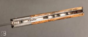    Couteau " trappeur " custom par Anthony Brochier - Loupe de buis / damas et RWL34