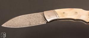   Couteau " Lock-Back " custom par Grégory Picard - Damas mosaïque et ivoire de phacochère