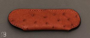 Etui cuir d'autruche naturel pour couteau de poche