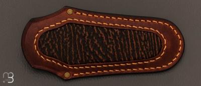  Etui cuir insert en requin pour couteau pliant fait main par Jeremy Guillaume - 8ballkustomleatherwork