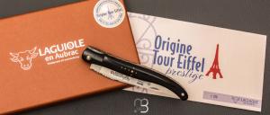 Couteau Laguiole en Aubrac modèle Origine Tour Eiffel N°168 - Ebène
