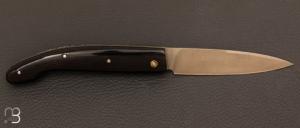 Couteau " Peyrecave " corne noire et lame 12c27 par Jean-Paul Tisseyre
