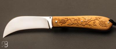   Serpette de vigneron custom buis et RWL-34 par Raphaël Durand