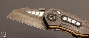  Couteau  " Tank Mandalorian " Bjorkmans damascus et zirconium par Messori Knives