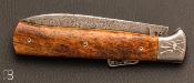Couteau " MERCATOR " custom damas et machoire de morse fossilisée par Franck Pitelet