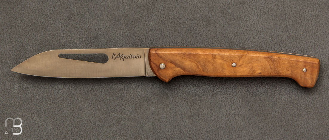 Couteau Aquitain olivier plein manche avec démanilleur