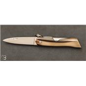 Couteau de poche Affutiot 12 cm Corne blonde avec anneau par J. Mongin