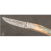 Couteau Le Thiers Pocket par Fontenille-Pataud - Mammouth fossile et damas