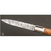 Couteau Vercors de collection Loupe d'érable stabilisée et lame damasteel