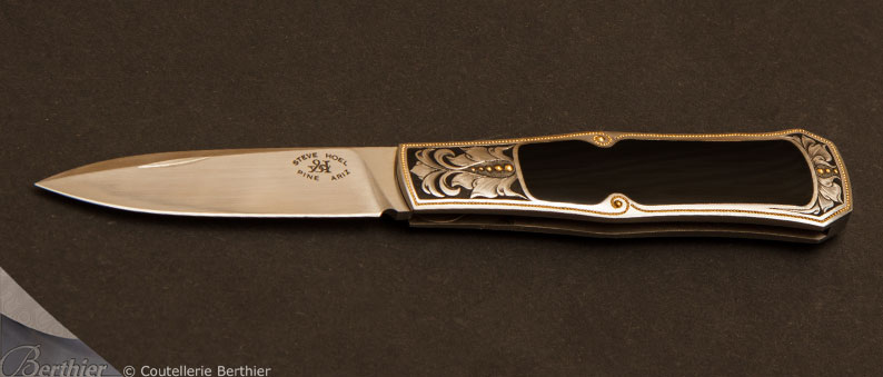 Black jade Coke Bottle lock-back folding knife by Steve Hoel