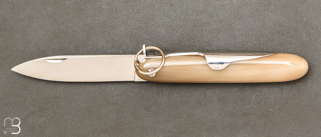 Couteau de poche Navette corne blonde 12cm par Mongin