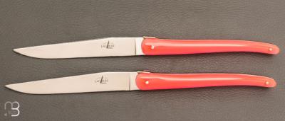  Coffret de 2 couteaux de table Laguiole par J. -M. Wilmotte - Rouge brillant