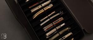  Coffret cuir pour 12 couteaux de collection par Laguiole en Aubrac