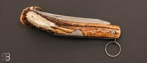Couteau " Couronne 16 cm " Bois de cerf avec étui par J. Mongin