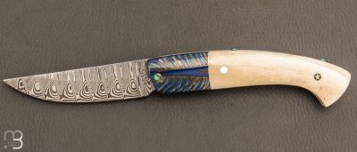 Couteau  " 1515 collection Amérindien  " par Manu Laplace - Os de buffle et damas
