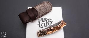  Couteau 1515 collection " Primitive  " par Manu Laplace - Ivoire de mammouth et lame damas