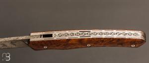  Couteau " 1820 " custom par Louis Contat - Loupe de peuplier et lame damas de Nicolas Mestrallet