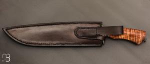  Couteau droit de collection  par Anthony Brochier - Tasmanian black wood et damas Torsadé plume