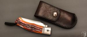   Couteau " BAD ASS " custom par Raphaël Durand - Os cerfé et lame en RWL34